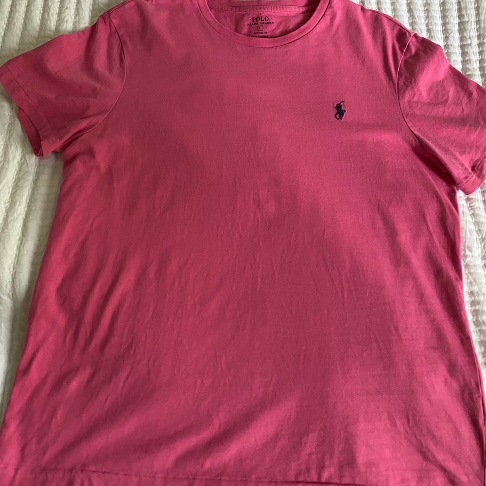 Polo Ralph Lauren short sleeved fitted t-shirt crew neck pink shirt size large